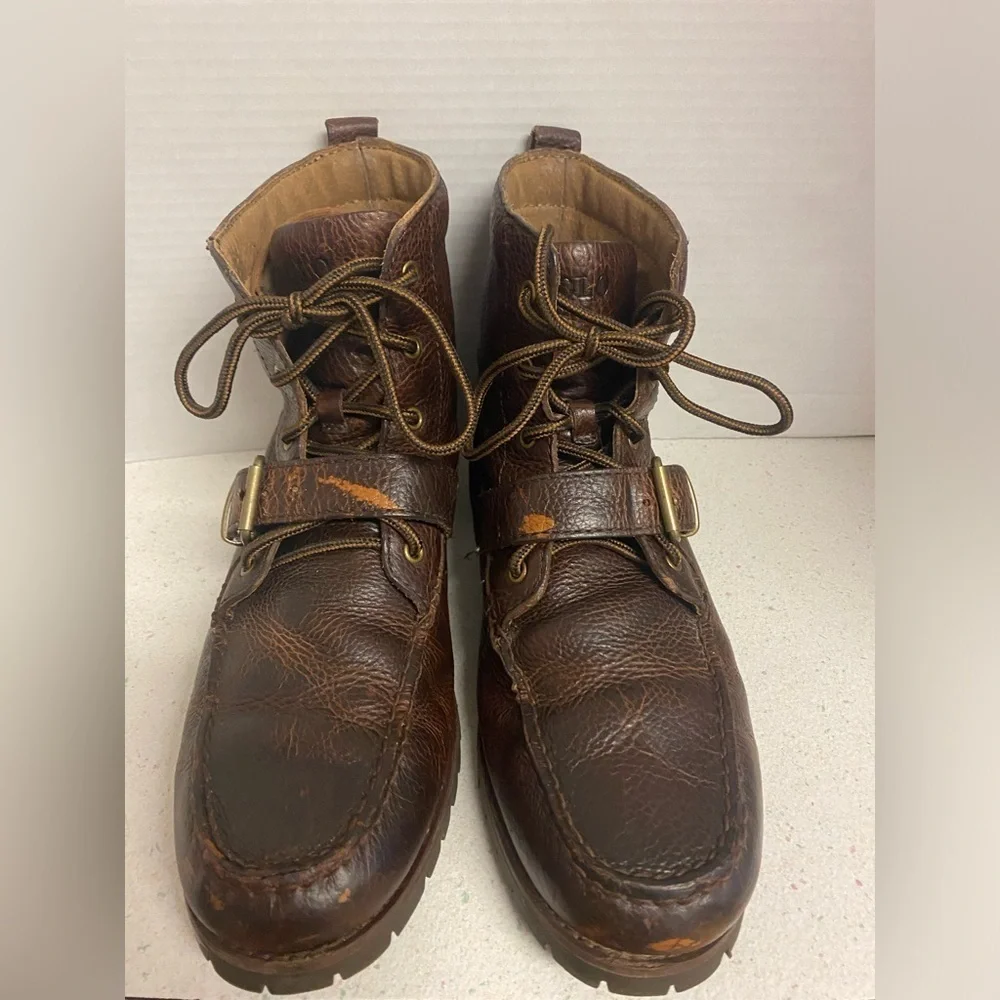 Ralph Lauren Redmond Dark Brown Leather Boots 9.5